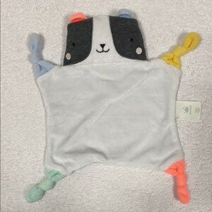 Cloud Island Panda Bear Security Blanket Baby Lovey Gray White Multicolor Knots